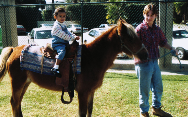 Mari is in the saddle.