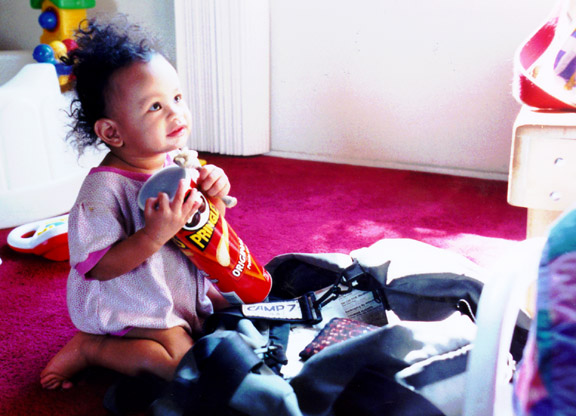 Mari with her bone
