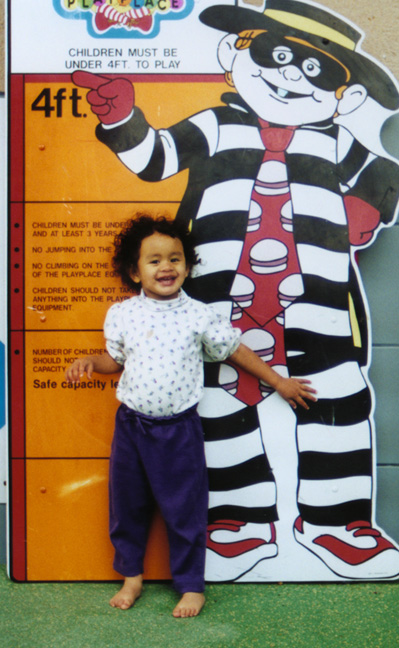 Mari makes sure she's short enough.