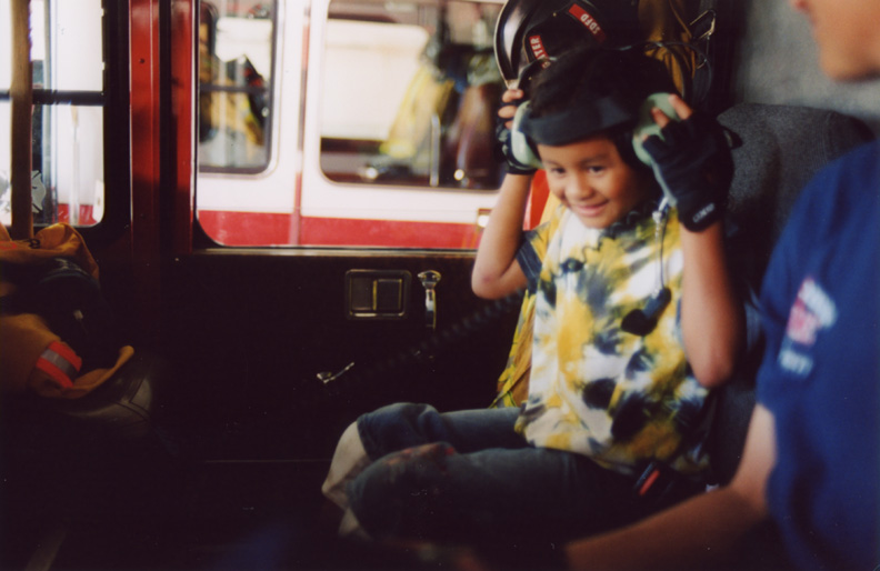 Mari has fun in the fire engine!