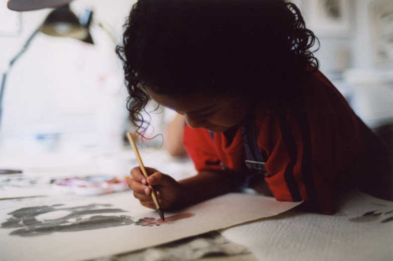 Percy teaches Mari Chinese brush painting!