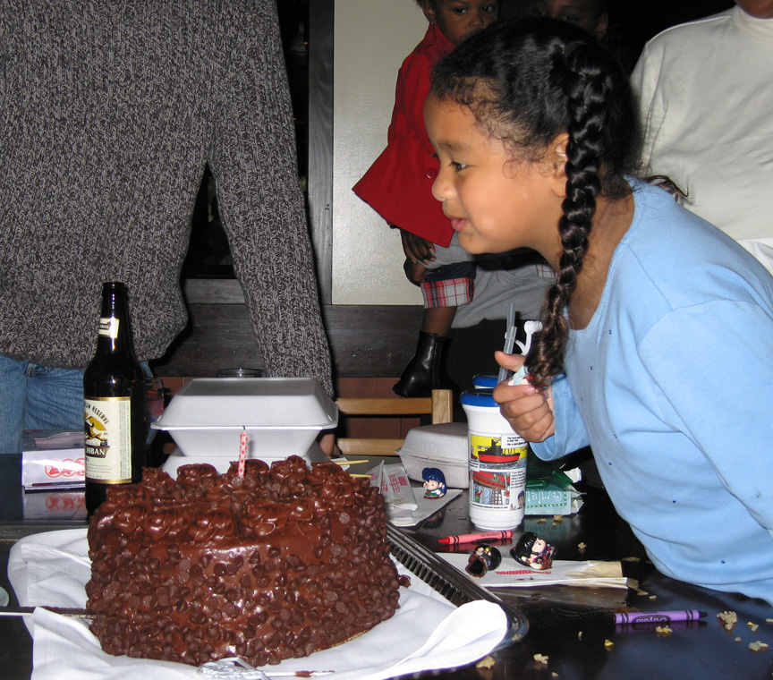 Mari blows out the candle!