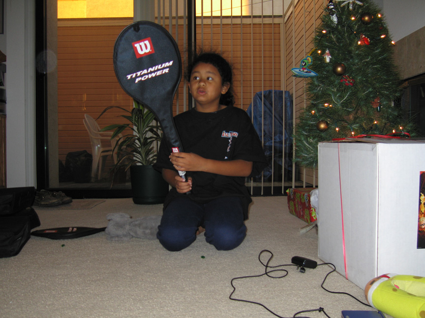 Mari gets a badminton raquet!