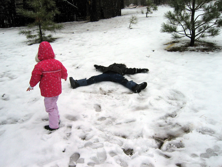 Mari makes a snow angel!