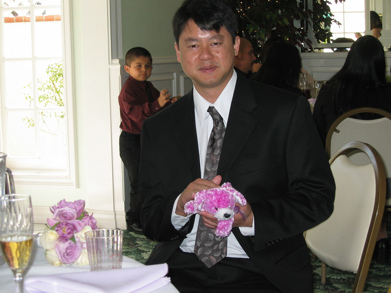 Daddy hangs with wedding puppy!