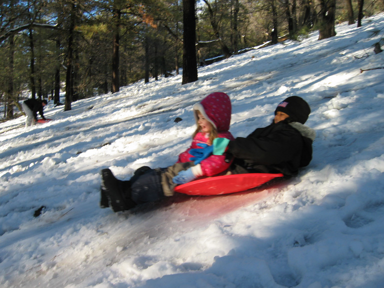 Mari sleds with Jacque!