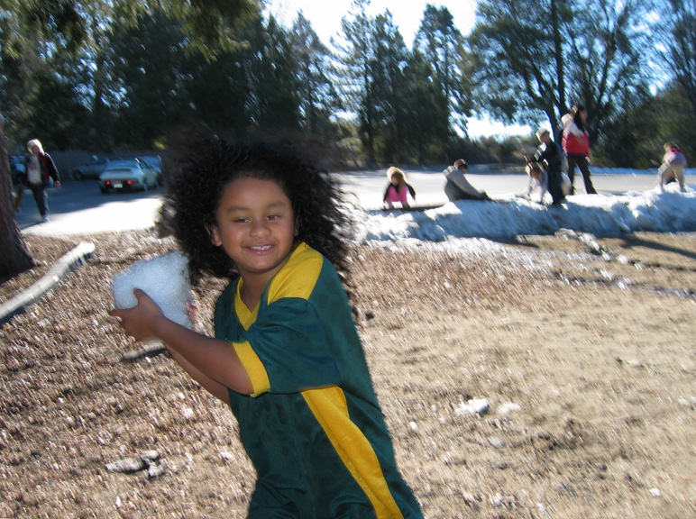 Mari is ready for a snowball fight!
