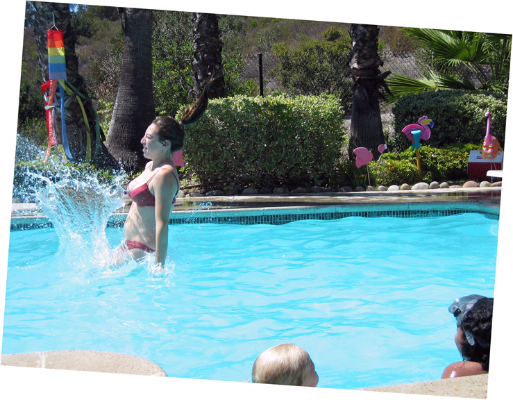 Mari watches a feet first dive!