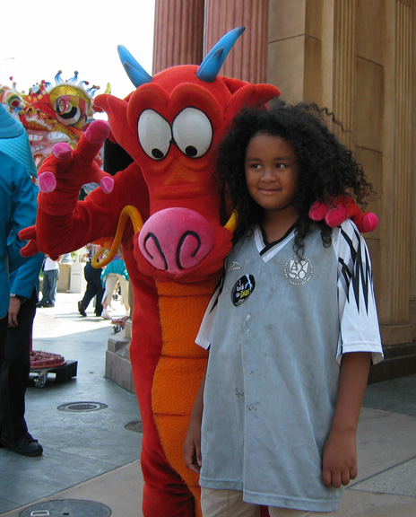 Mari hangs with Mushu!