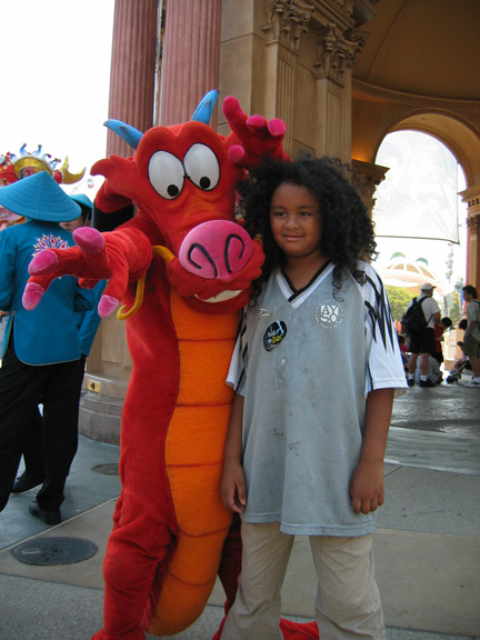 Mari hangs with Mushu!