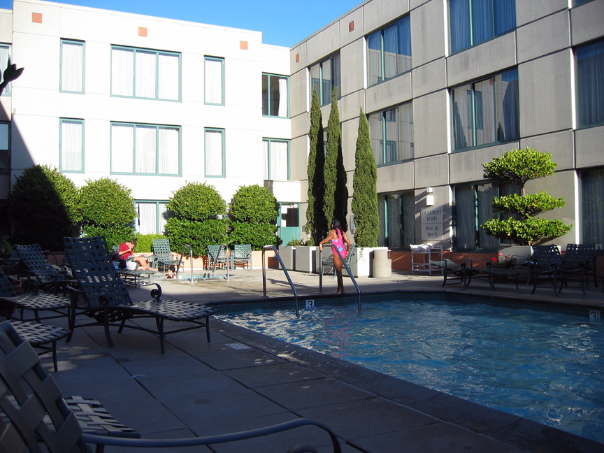 Mari has fun at the Hyatt pool!