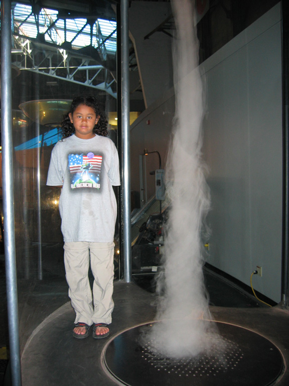 Mari checks out a tornado machine!