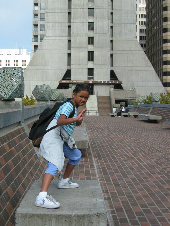 Mari hangs in front of the Chinese culture center!