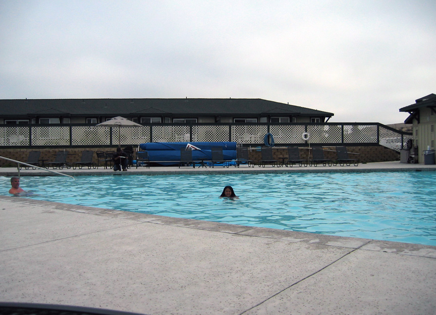 Mari tests out the pool at Marina Dunes Worldmark Resort!