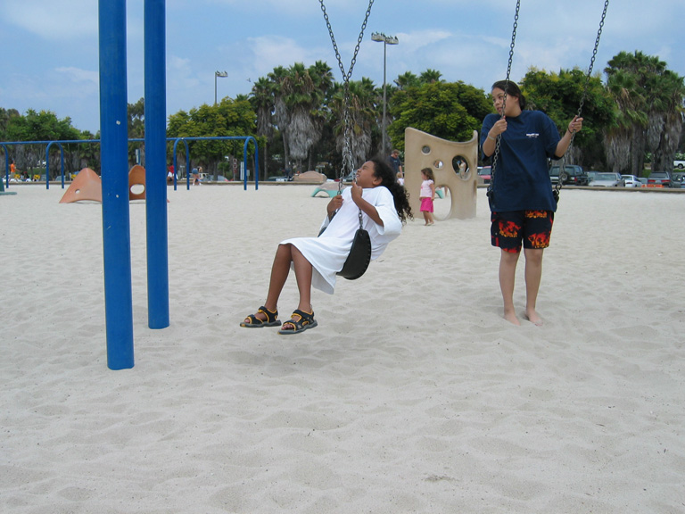 Mari plays on the swings!