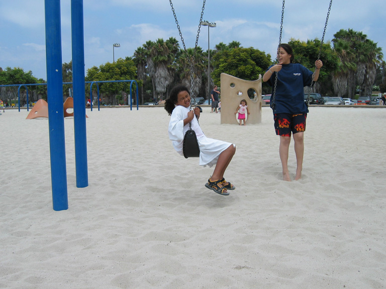 Mari plays on the swings!