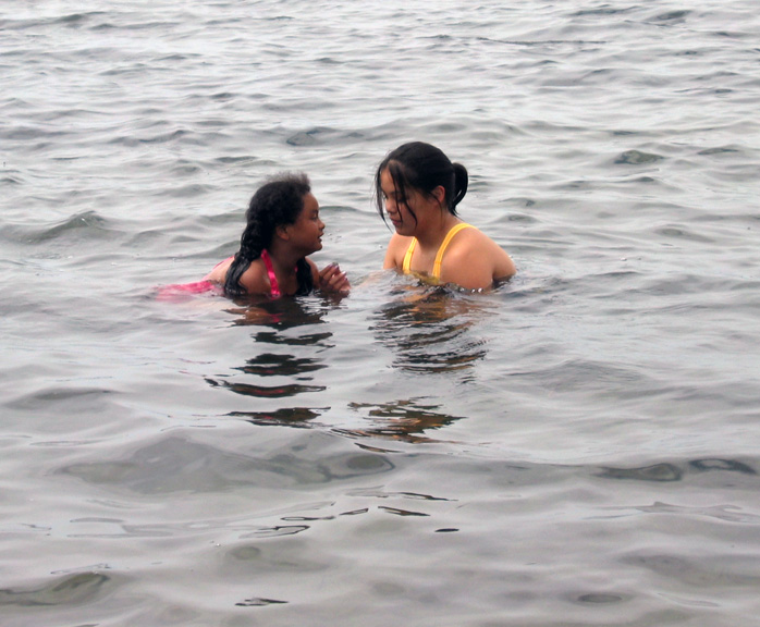 Mari goes swimming in the bay!