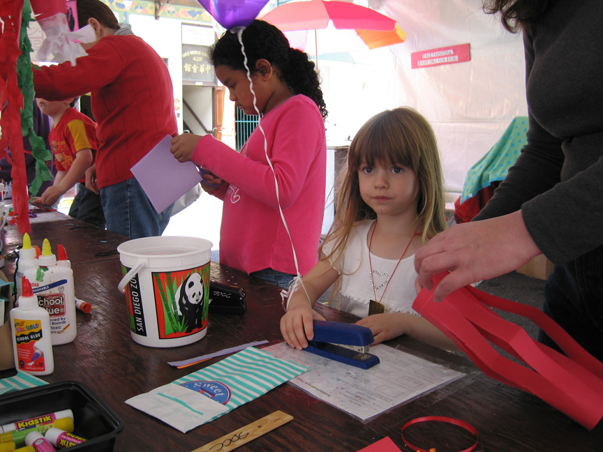 Mari works on her Chinese lantern!