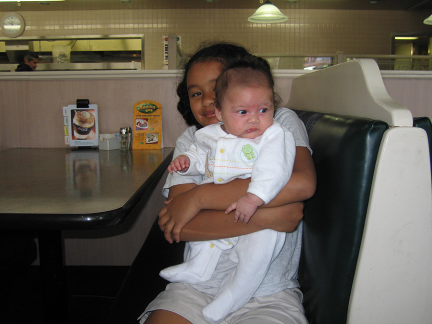 Micaela doesn't seem to like Denny's food...