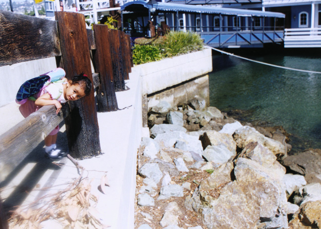 Mari takes a closer look at the water.