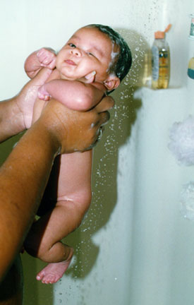 mari in the shower