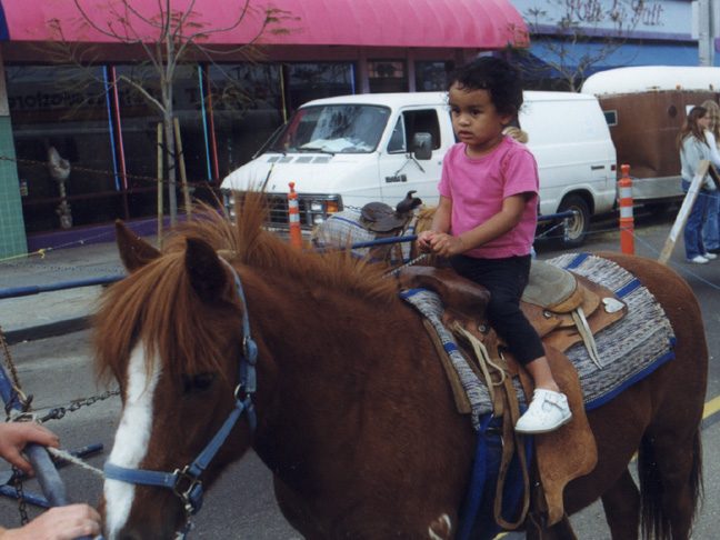 Mari rides a big pony!