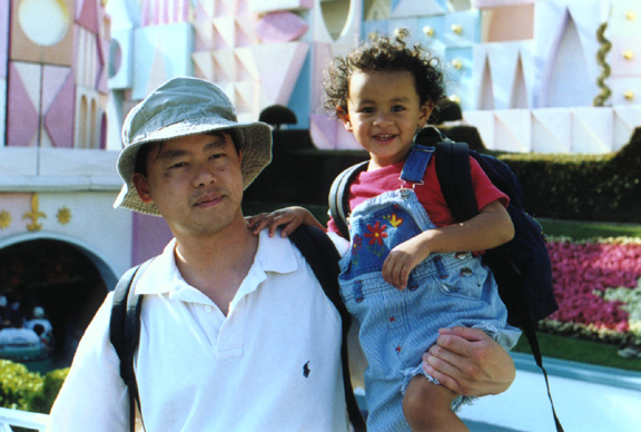 Mari waits with dad to go on The Small World!