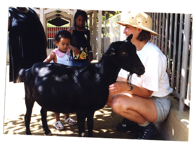 Mari likes petting animals!